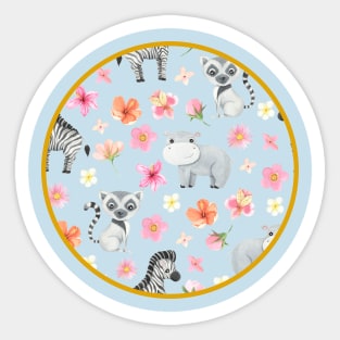 Hippopotamus's Baby Friends Sticker